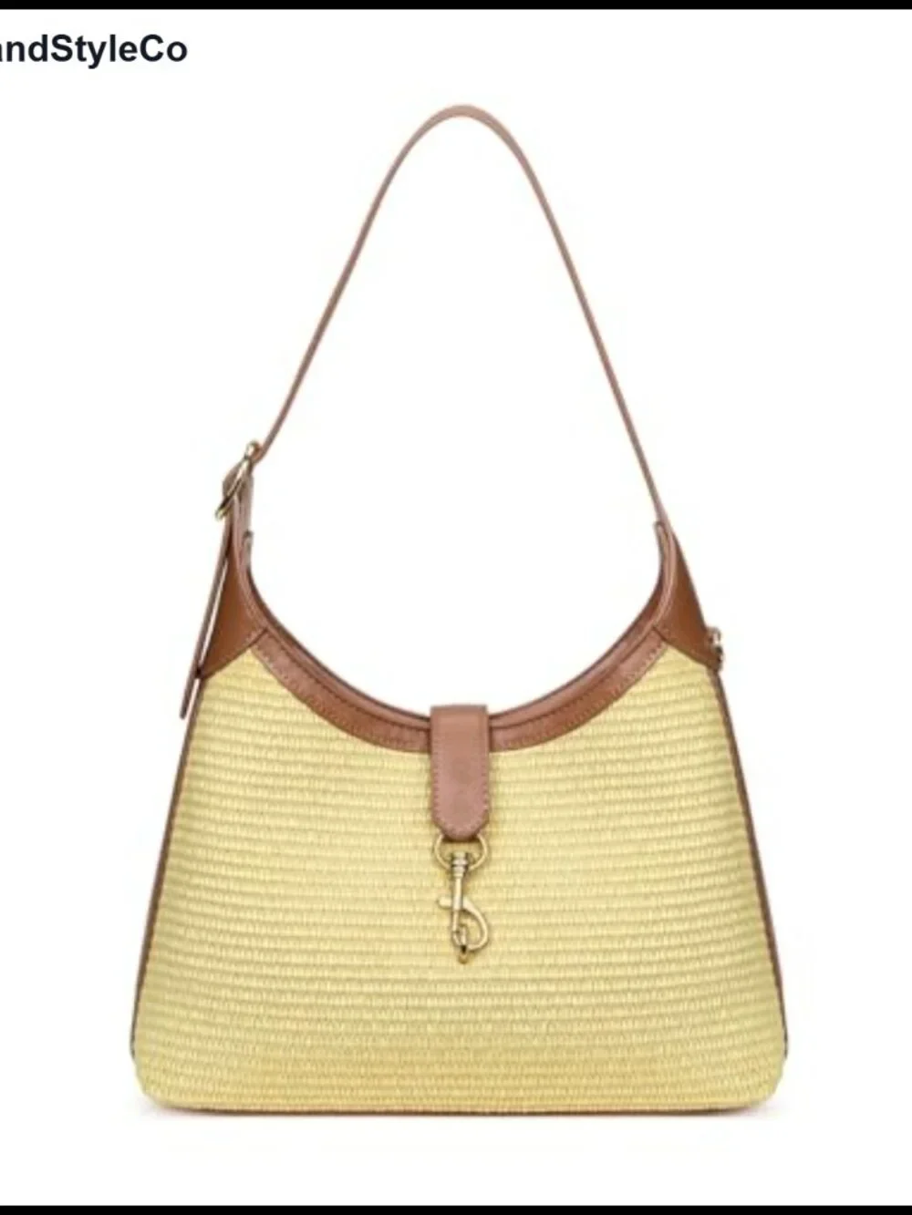 Woven Wicker Straw Hobo Bag Adjustable Strap Lightweight Shoulder Purse
